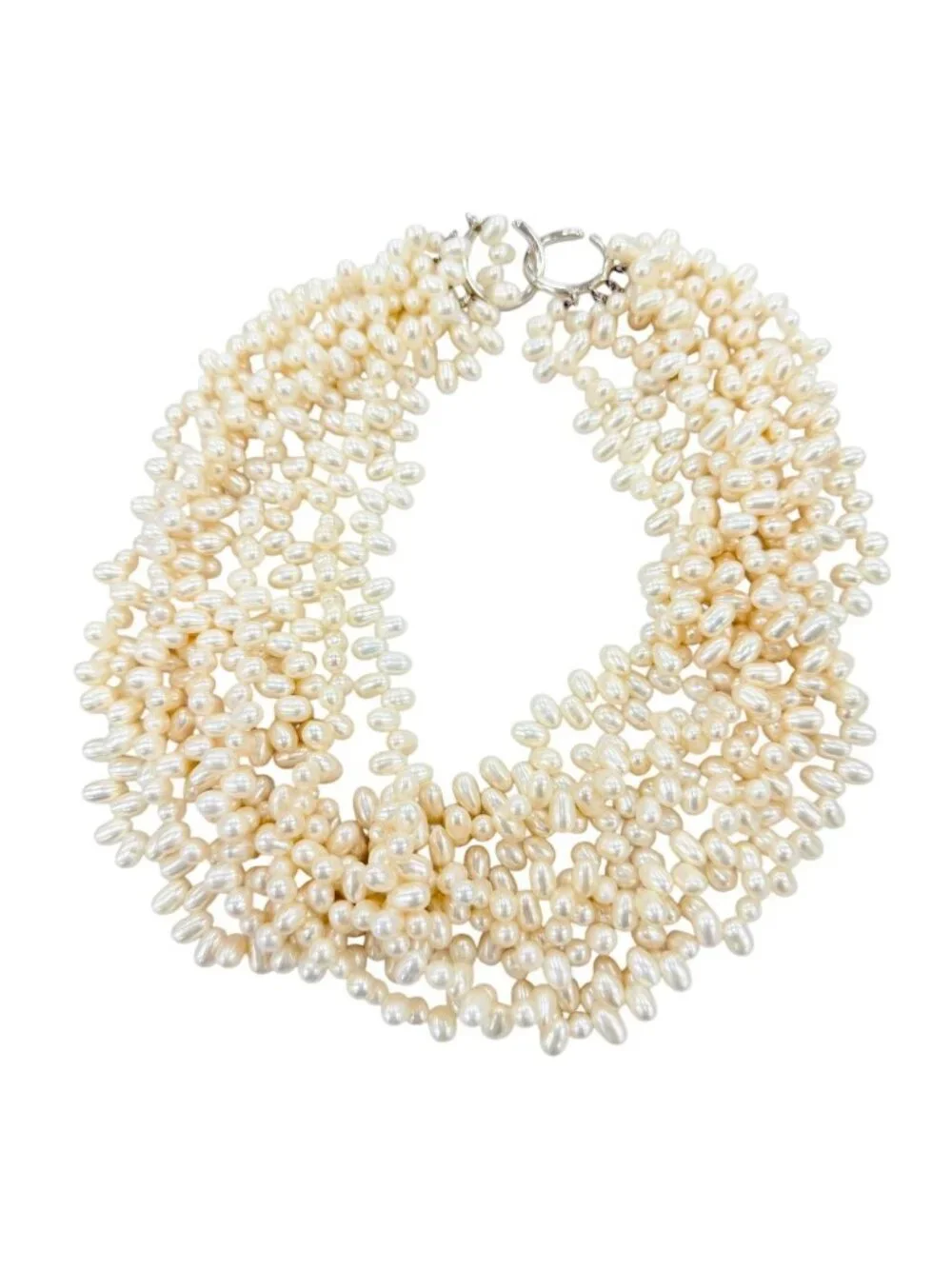 Tiffany & Co Paloma Picasso Torsade Pearl Necklace Fresh Waterpearl 925 White